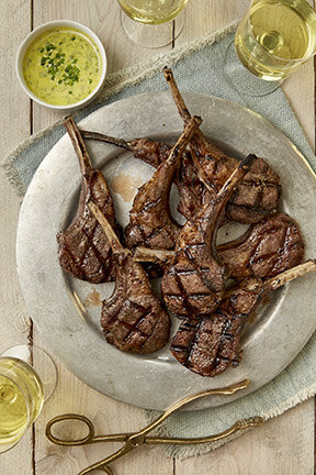 American Lamb Lollipop Chops with Green Goddess Dipping Sauce