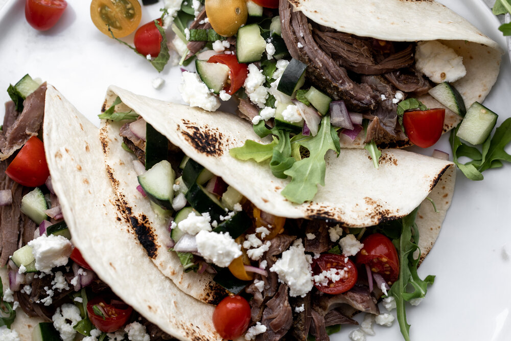 Shawarma-Spiced Roast Pulled American Lamb Leg Tacos