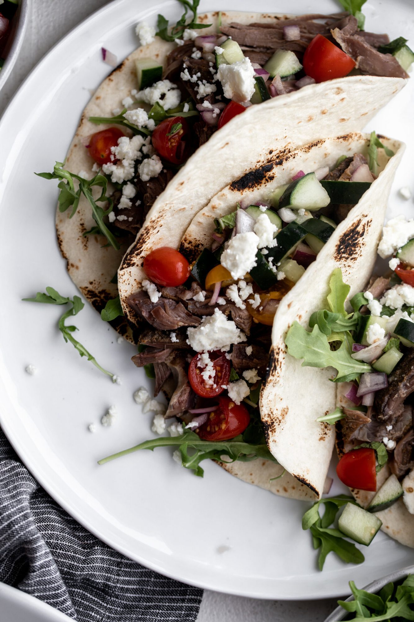 Shawarma-Spiced Roast Pulled American Lamb Leg Tacos